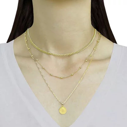 14K Yellow Gold Station Bead Necklace