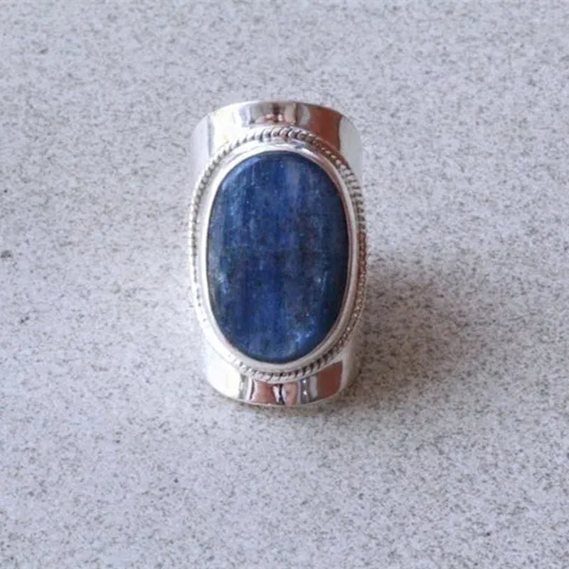 Trendy Simple Silver Color Inlaid Blue Zircon Boho Ring Anniversary Bridal Wedding Engagement Ring Size 5-11