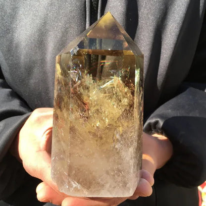 700g/800g/1000g Natural Large Size Clear Citrine Tower Points Smoky Citrine Quartz Crystal Healing Wand for Decoration