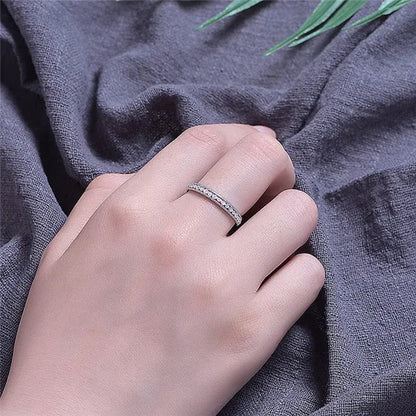 Exquisite 925 Sterling Silver/Black Gold/Gold/Rose Gold Single Ring White Full Diamond Ring Wedding Jewelry Gift