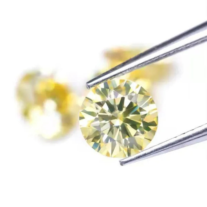 0.5ct Yellow Diamond Round Excellent Cut Loose Gemstone without GIA certificate