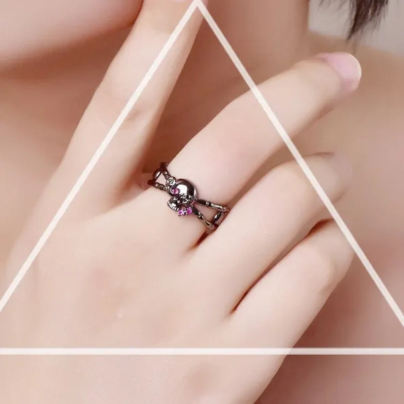 Fashion Simple Retro Punk Style Gothic Skull Rings for Women Cocktail Ring Skeleton Knuckle Jewelry Size5 6 7 8 9