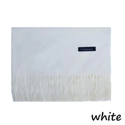 Women Cashmere Wool Scarf Wraps Warm Blanket Scarves Women Solid Color Cashmere Scarves with Tassel