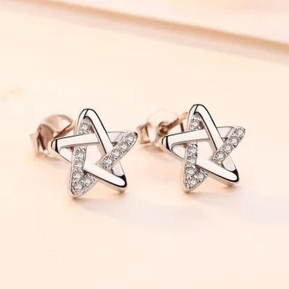 Mini Five-Pointed Star Stud Earrings for Women Silver Crystal Diamond Earrings for Gifts Fine Jewelry Brincos