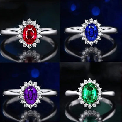 New Ruby Diana Sunflower Lady Ring Classic Living Mouth Design Women'S Ring