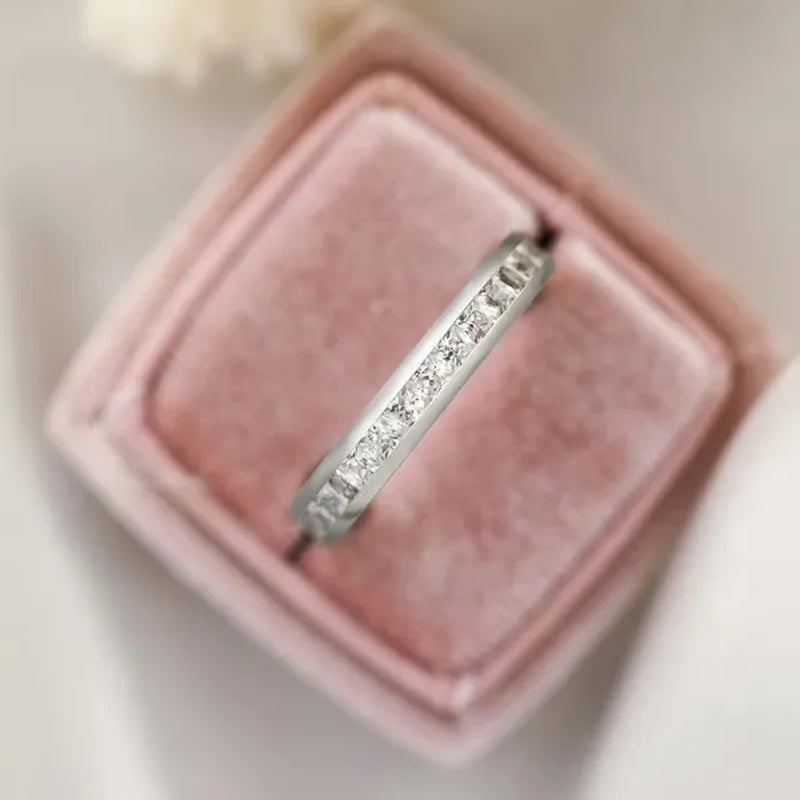 3mm Women Titanium Engagement Ring Cubic Zirconia Eternity Wedding Band Size 6 to 10