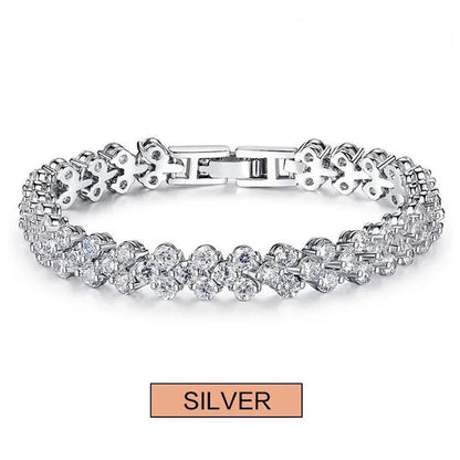 1PC/2PCS Luxury Roman Crystal gold bracelets for women Fashion Heart Chain Bracelets Rhinestone Bangle Wedding Bridal Jewelry Accessories Gifts