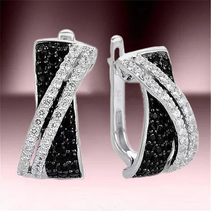 Luxury Fashion Women'S Creative Cross Earrings Infinite Diamond Earrings Black and White Diamond Earrings Infinite Cross Earrings Engagement Earrings Women'S Diamond Jewelry Birthday Anniversary Gift Jewelry