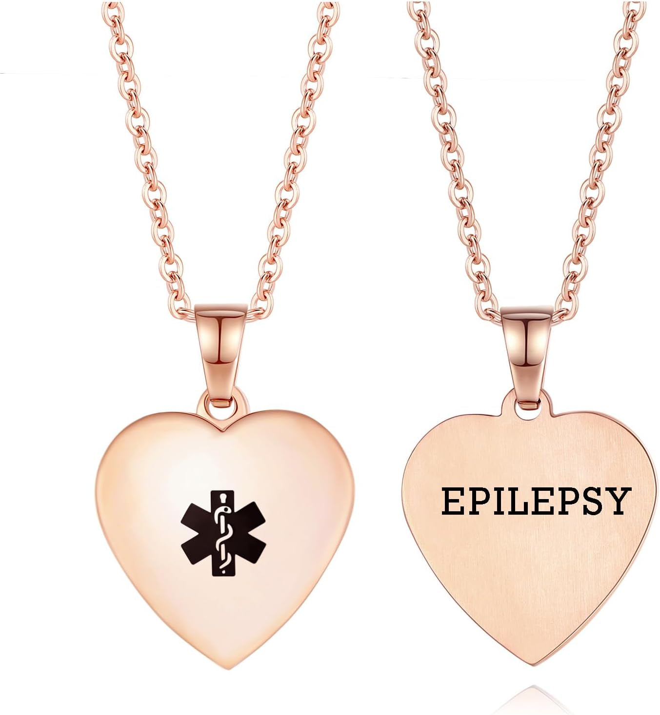 Medical Alert Necklaces for Women Heart Medical Id Pendant with Free Engraving