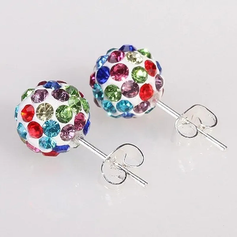 925 Sterling Silver Earrings Super Flash Diamond Earrings Full Diamond Earrings Shambala Ball Pendientes