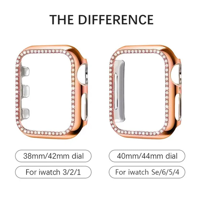Slim Metal mesh belt Loop+Diamond Case for Apple Watch 7 Band 42mm 44mm Women's Strap on Smart Iwatch Bracelet Series 7 SE 65432 41mm 45mm