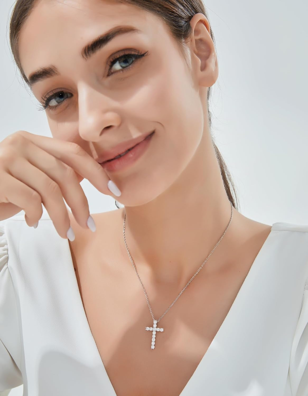 Cross Necklace, Christian Gifts for Her, Moissanite Cross Pendant for Men, 925 Sterling Silver Crucifix Pendant, Religious Gifts for Women and Men