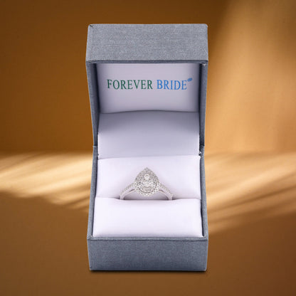 1/2 CTTW Diamond Women'S Pear Halo Engagement Ring 10K White Gold