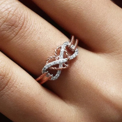 Exquisite 925 Sterling Silver Rings Infinite Love Motif Two-tone Anchor Heart Promise Anniversary Engagement Wedding Jewelry Ring Gift For Women Size 6 - 10