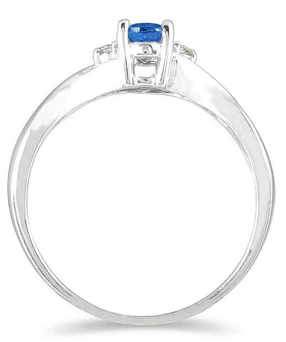 Women'S Sapphire and Diamond Ring in 10K White Gold