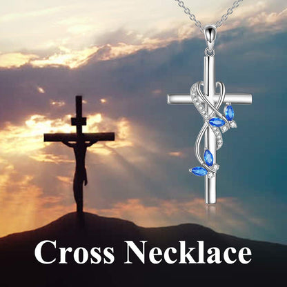 Butterfly Cross Necklace 925 Sterling Silver Cross Pendant Necklace for Women Girls Butterfly Jewelry Gifts