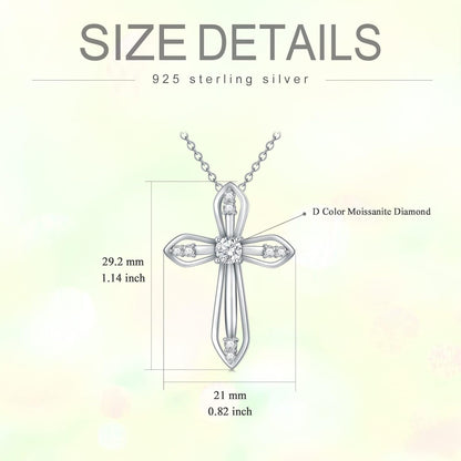 Moissanite Diamond Cross Necklace for Women,18K Gold Plated Sterling Silver Crucifix/Star of David Cross Pendant Necklace Faith Jewelry Anniversary Birthday Christmas Gift for Her Mom Wife, 18+2 Inch