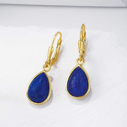 Lapis Teardrop Earrings in 18Kt Gold over Sterling