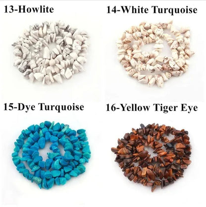 80Kinds 5-8MM natural stone irregular shape free-form chip beads tiger eye amethyst turquoise white crystal red coral Lapis lazuli used for jewelry making DIY bracelet 30"