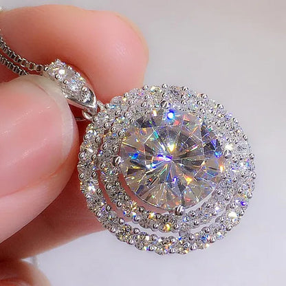 Delicate Moissanite Solitaire Necklace for Women Bridal Romantic Wedding Necklace Jewelry