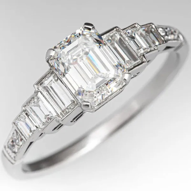 Square 925 Silver Plated Cubic Zirconia Ring Elegant Bridal Engagement Promise Rings Fashion Wedding Jewelry Party Gift