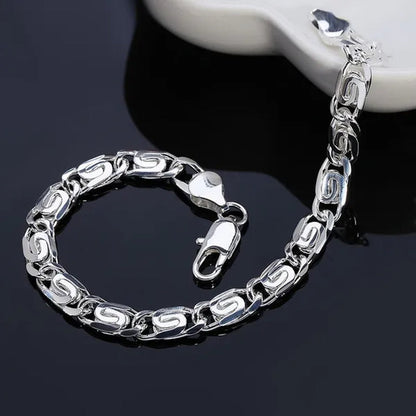 Fashion Beautiful 925 Silver Solid Bracelet for Women Men Chain Charm Classic Wedding Gift High Quality Jewelry