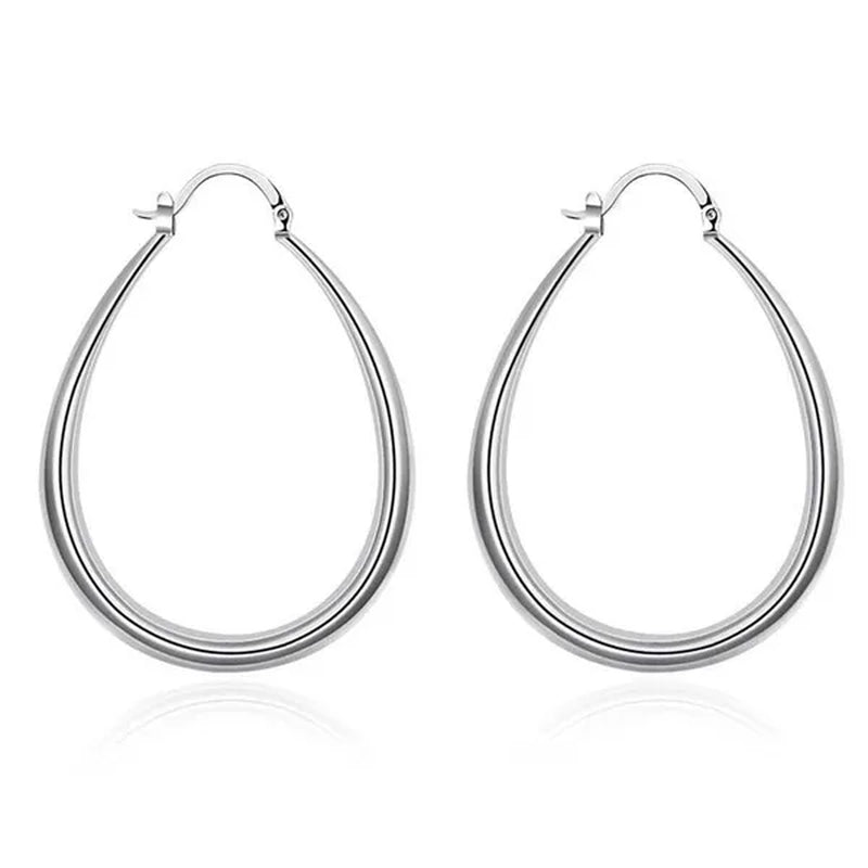 925 Sterling Silver Smooth Circle 41mm Hoop Earrings for Women Lady Gift Fashion Charm Wedding Jewelry
