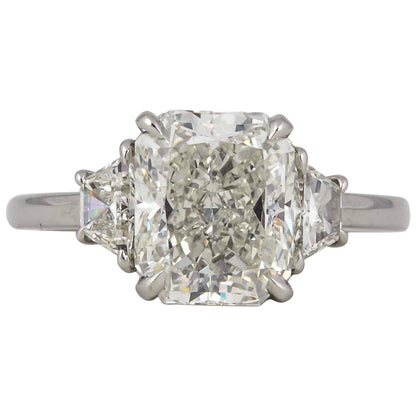 3 Carat GIA Radiant Cut Diamond Platinum Three Stone Engagement Ring