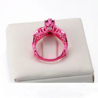 Europe and The United States Micro-inlay Zircon Jewelry Unique Pink Gold Black Nano Horse Eye Stone Prom Ring 2017 New