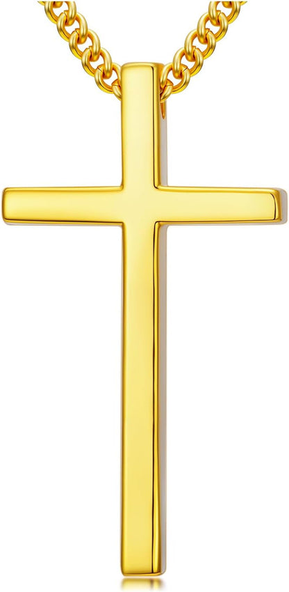 18K Gold Cross Necklace for Men Women Gold Cross Pendant with Bible Verse Minimalist Cross Christian Jewelry Religious Gifts