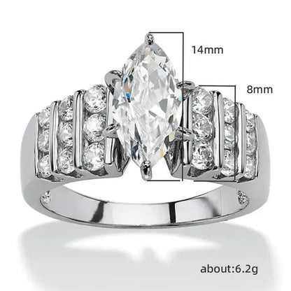 Exquisite Elegant Bridal Wedding Rings for Women Jewelry Micro Pave Diamond Claw Setting Marquise White Sapphire Rings