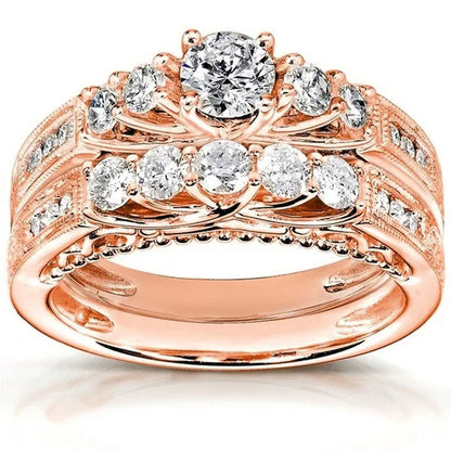 Women's Fashion Engagement Wedding White Sapphire Filled Rings Set