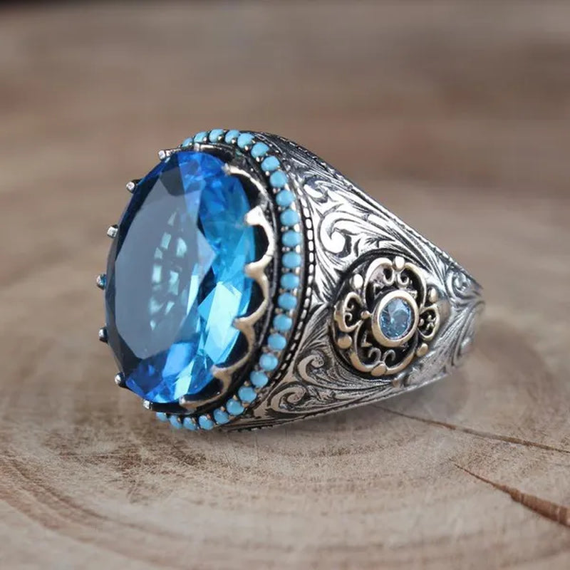 Men's Fashion Vintage  Ring Anniversary Gift Birthday Party Ring Groom Engagement Wedding High-end Jewelry Ring Size US5-14 Bague Homme