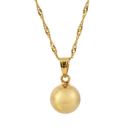 Ball Round Pendant Necklace Ball Round Earrings Jewelry 24K Gold Women Best Party Fine Jewelry