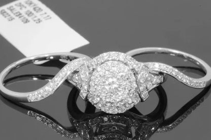 Exquisite 3Pcs/Set Super Pretty Women'S Fashion Sapphire Ring Set Anniversary Gift Engagement Bridal Wedding Rings Jewelry Set Size 5-11