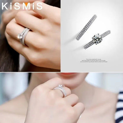 2021 New Diamond Halo Ring Set Wedding Ring Two-Color Gold and Silver Fashion Female Engagement Ring 4-11