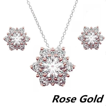 3 Pcs/set 925 Silver Natural Gem AAA CZ Snowflake Antique Necklace Earrings Christmas Snowflake Jewelry Gift