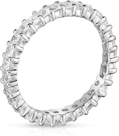 14K White Gold Princess Diamond (0.82-1.00 Ct, G-H Color, SI2-I1 Clarity) Eternity Ring