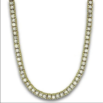 1 Row 24" 30" Gold/Silver Iced Out Bling Necklace Men's Hip Hop Chain