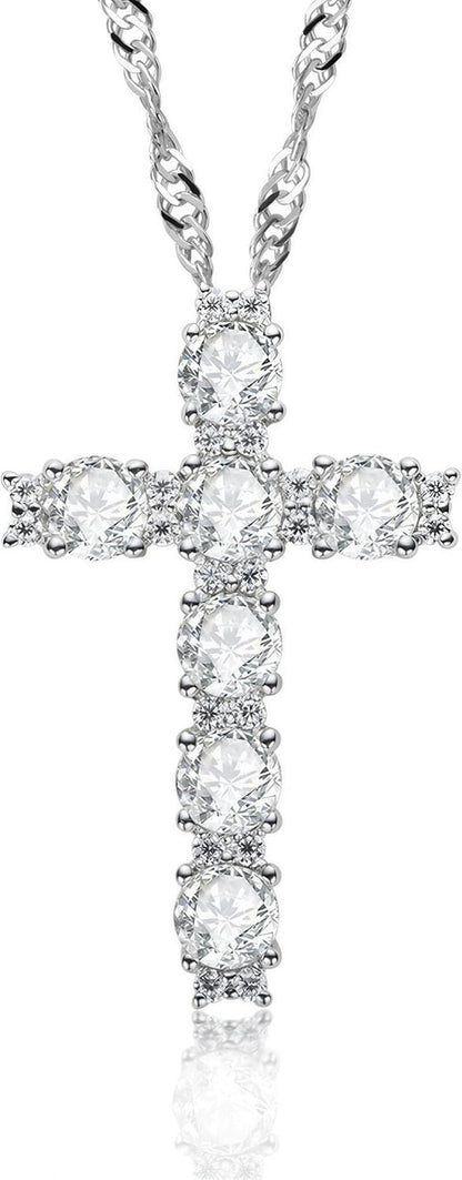 2.1Ct Women'S Moissanite Cross Necklace - S925 Sterling Silver White Pendant, D Color VVS1 Clarity Moissanite with GRA Certificate, Anniversary Birthday Mother'S Valentine'S Day Gift