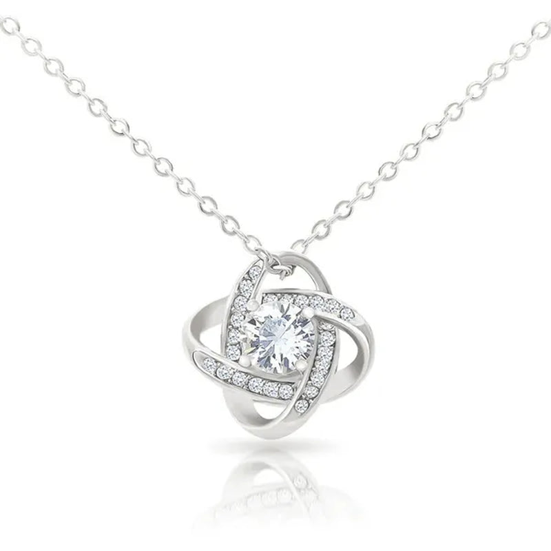 To My Daughter S925 Sterling Silver Cubic Zirconia Knot Necklace Message Card Gifts Daughter Birthday Gifts