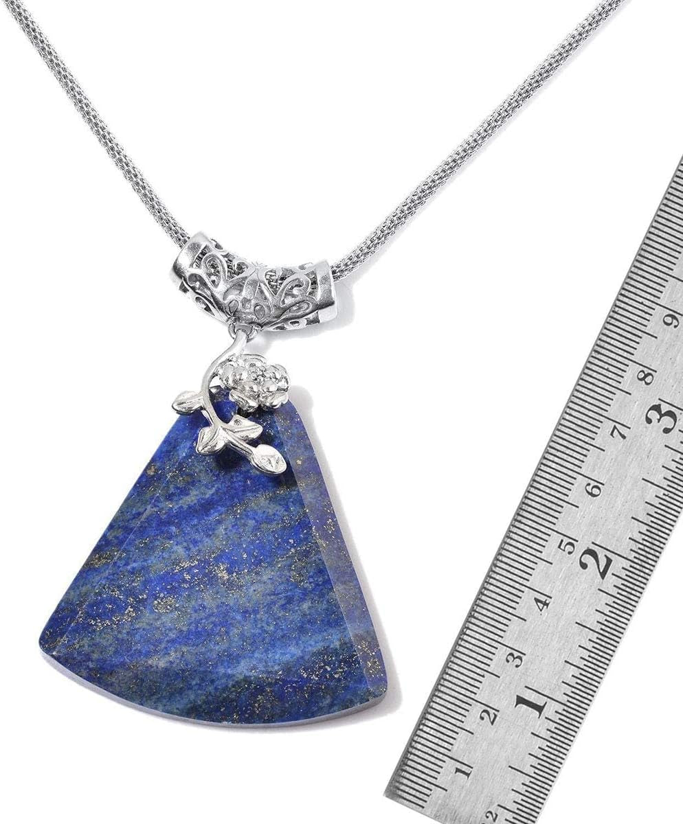 Blue Lapis Lazuli Natural Healing Crystal Stone Decorations Bail Pendant Necklace 20 Stainless Steel Fashion Delicate Unique Jewelry Gifts for Women