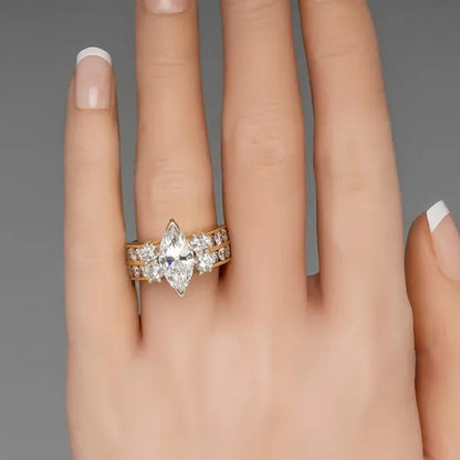 Exquisite Marquise Cut Zircon Rings for Women Engagement Rings Elegant Bridal Wedding Jewelry Gift