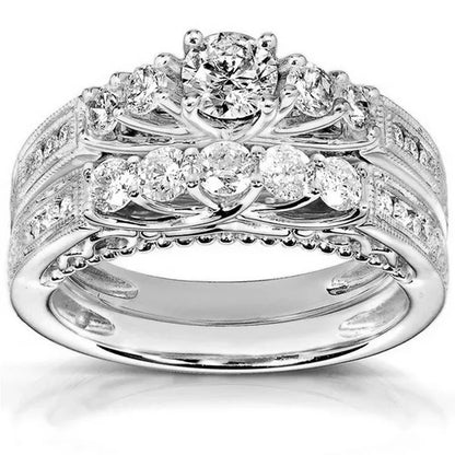Women's Fashion Engagement Wedding White Sapphire Filled Rings Set