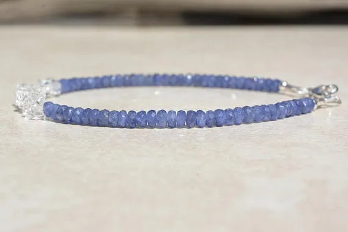 Sapphire Bracelet Natural Blue Sapphires Sapphire Birthstone Bracelet Beaded Bracelet