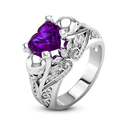 Exquisite Women's 925 Silver Plated Skull Ring Blue Crystal Punk Jewelry Gift Size 6-10 Arrow