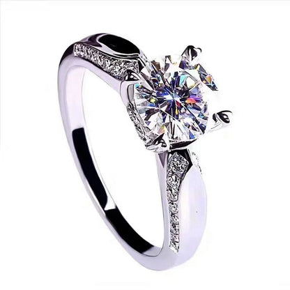 Colife Jewelry 100% Real Moissanite Ring for Daily Wear 1Ct VVS1 Moissanite Silver Ring 925 Silver Moissanite Jewelry