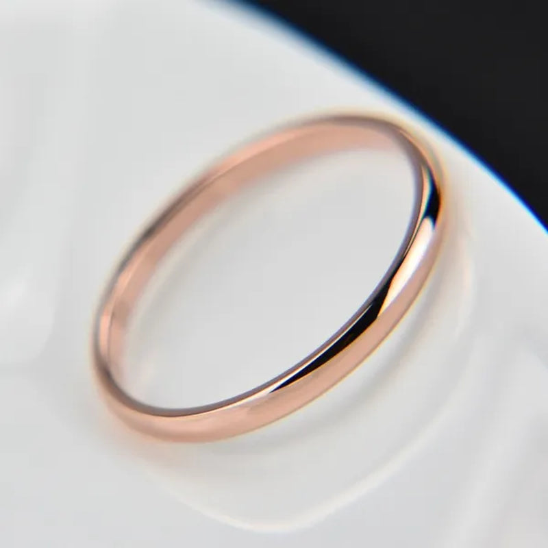 2mm Super Thin Dainty Tiny Ring Black/Silver/Gold/Rose Gold Rings Unisex Wedding Band Size 3-10