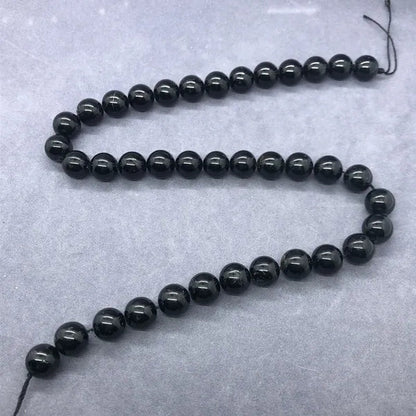 AA Black Tourmaline Jet Aphrizite Beads 4-12mm Round Natural Loose Stone DIY