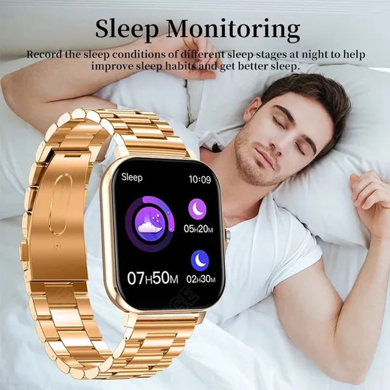 LIGE Smart Watch for Women and Men 1.69" Color Screen Full Touch Fitness Tracker Bluetooth Call Smart Clock Ladies Luxury Gold Smart Watch Relogio Smartwatch